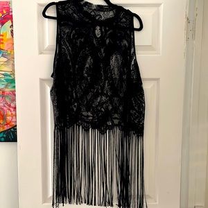 Torrid Lace fringe black top